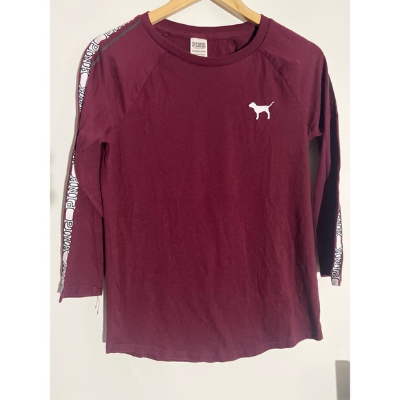 PINK Victoria's Secret Maroon Long Sleeve Kids Shirt - Picture 1 of 3